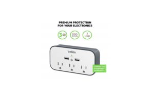 Belkin 3-Outlet Wall Mount Cradle Surge Protector with Dual USB Charging Ports