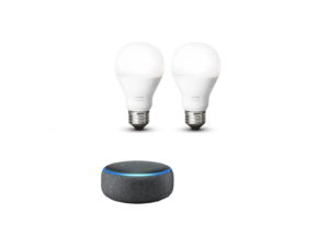 Echo Dot (3rd Gen) Charcoal Bundle with Philips Hue White-min