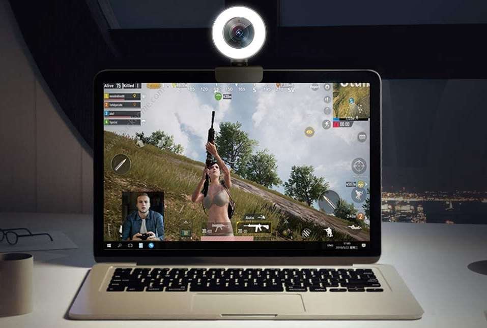 Angetube Streaming 1080P HD Webcam Built-in Adjustable Ring Light