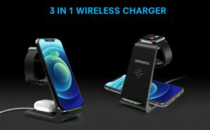 GEEKERA 3 in 1 Wireless Charger Fast Charging Dock Station