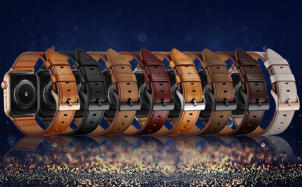 OUHENG Genuine Leather Apple Watch Band