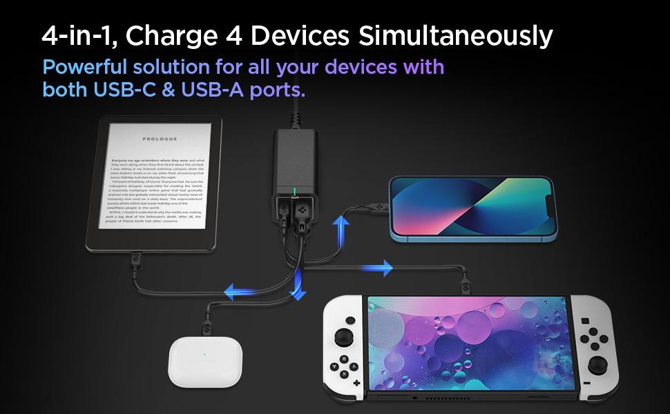 Spigen 65W 4-Port USB C Charging Station