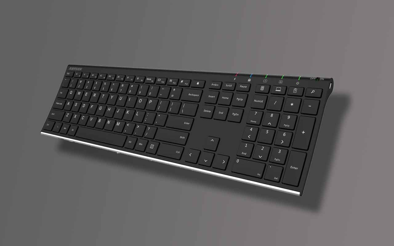 Arteck 2.4G Stainless Steel Ultra Slim Full Size Keyboard