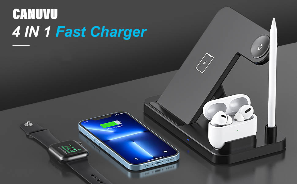 CANUVU 4-in-1 Foldable Fast Charging Station