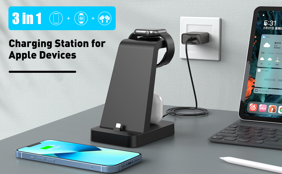 Woruda 3-in-1 Wireless Charging Station