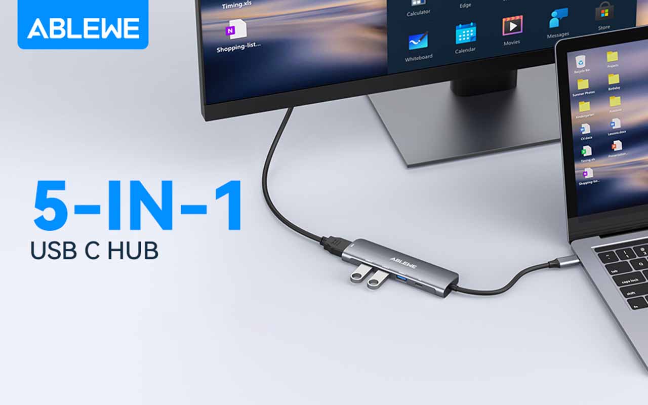 ABLEWE 5 in 1 USB C Multiport Adapter