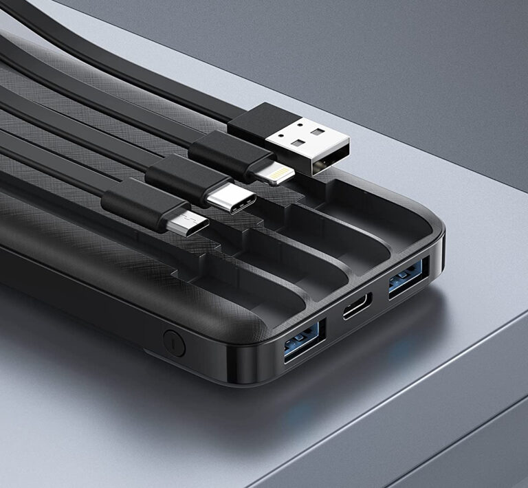 Portable Charger with Built in Cables