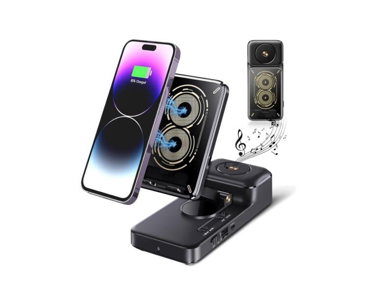 Bluetooth Speaker with Wireless Charging & Phone Stand