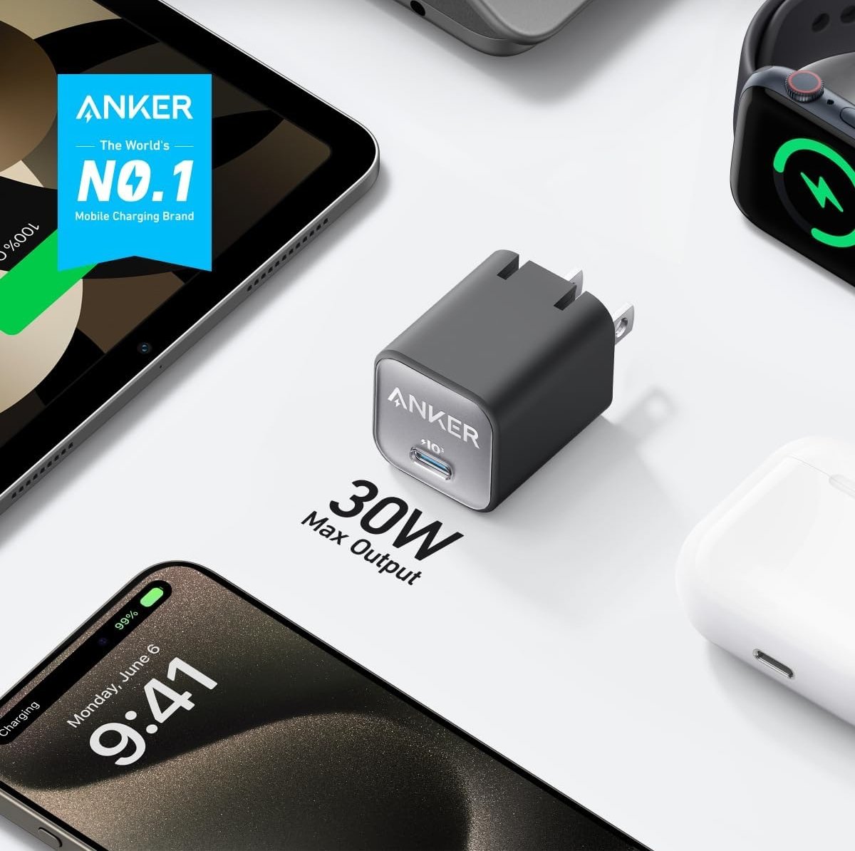 USB C GaN Charger 30W, Anker 511 Charger 2